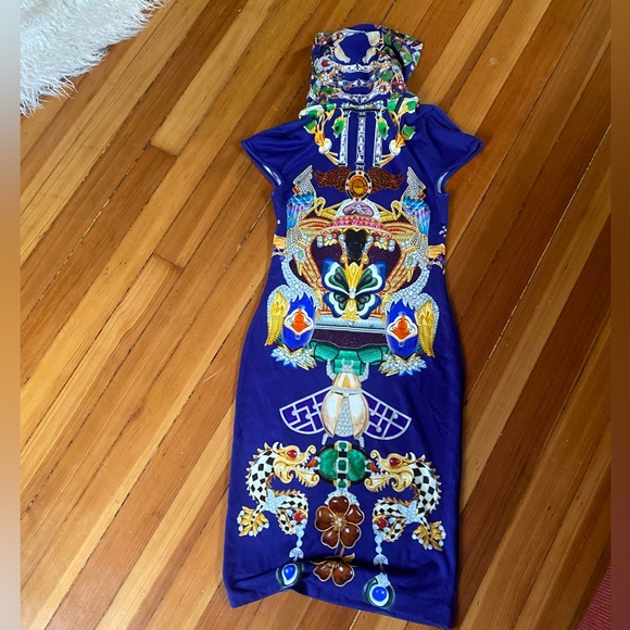 Mary Katrantzou totem gemstone tribal multicolor elastic bodycon midi dress - Picture 2 of 9